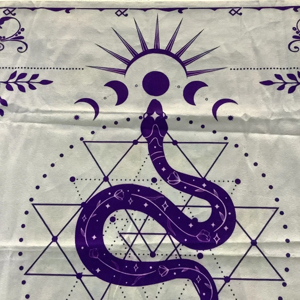 Own Your Power Snake Lotus Moon Phase Tapestry Wall Hanging Purple 29x28